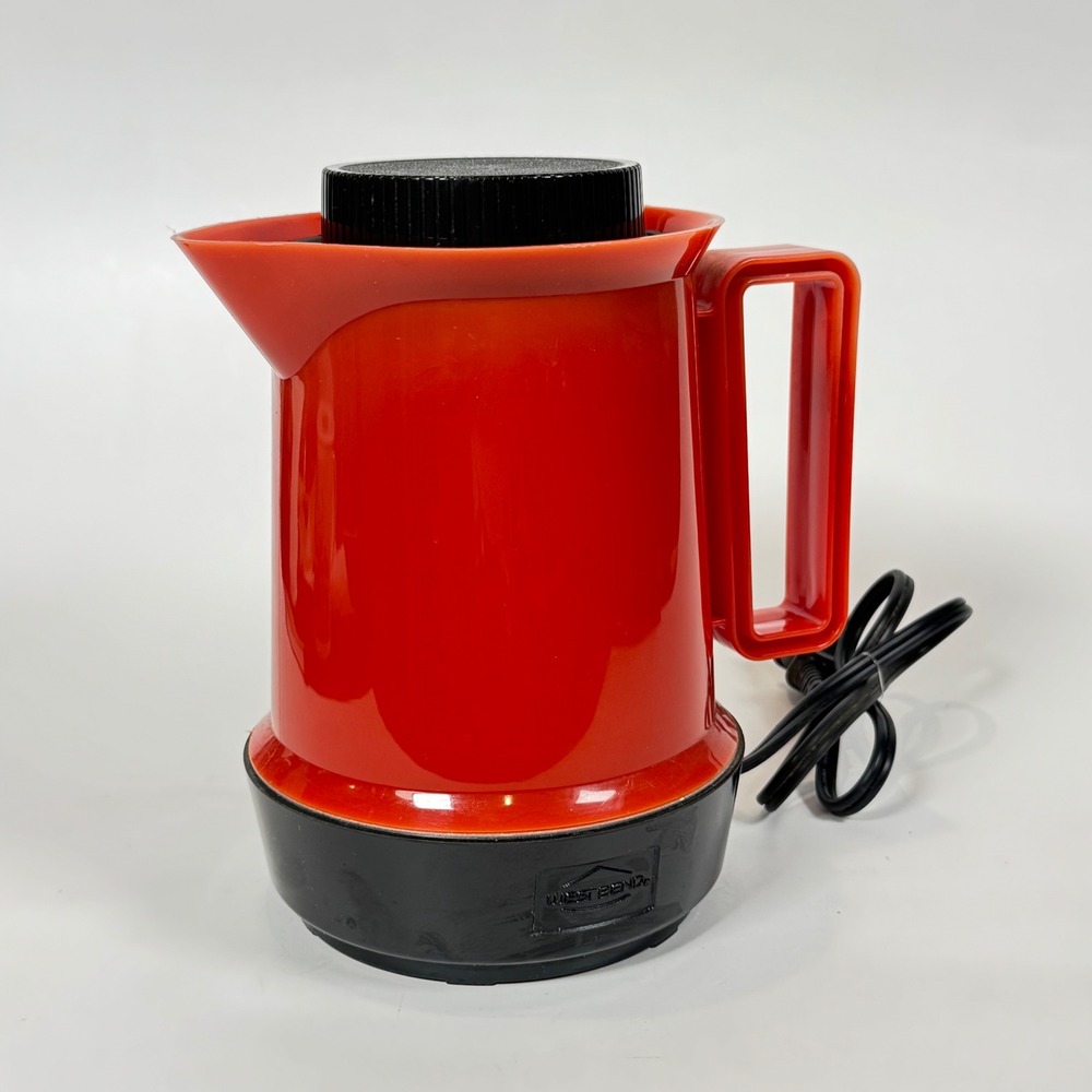 Vintage West Bend 5 Cup Electric Hot Pot Retro Red Black Model 53505 Works